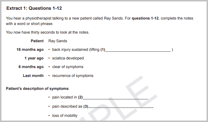 OET Listening Sample Question